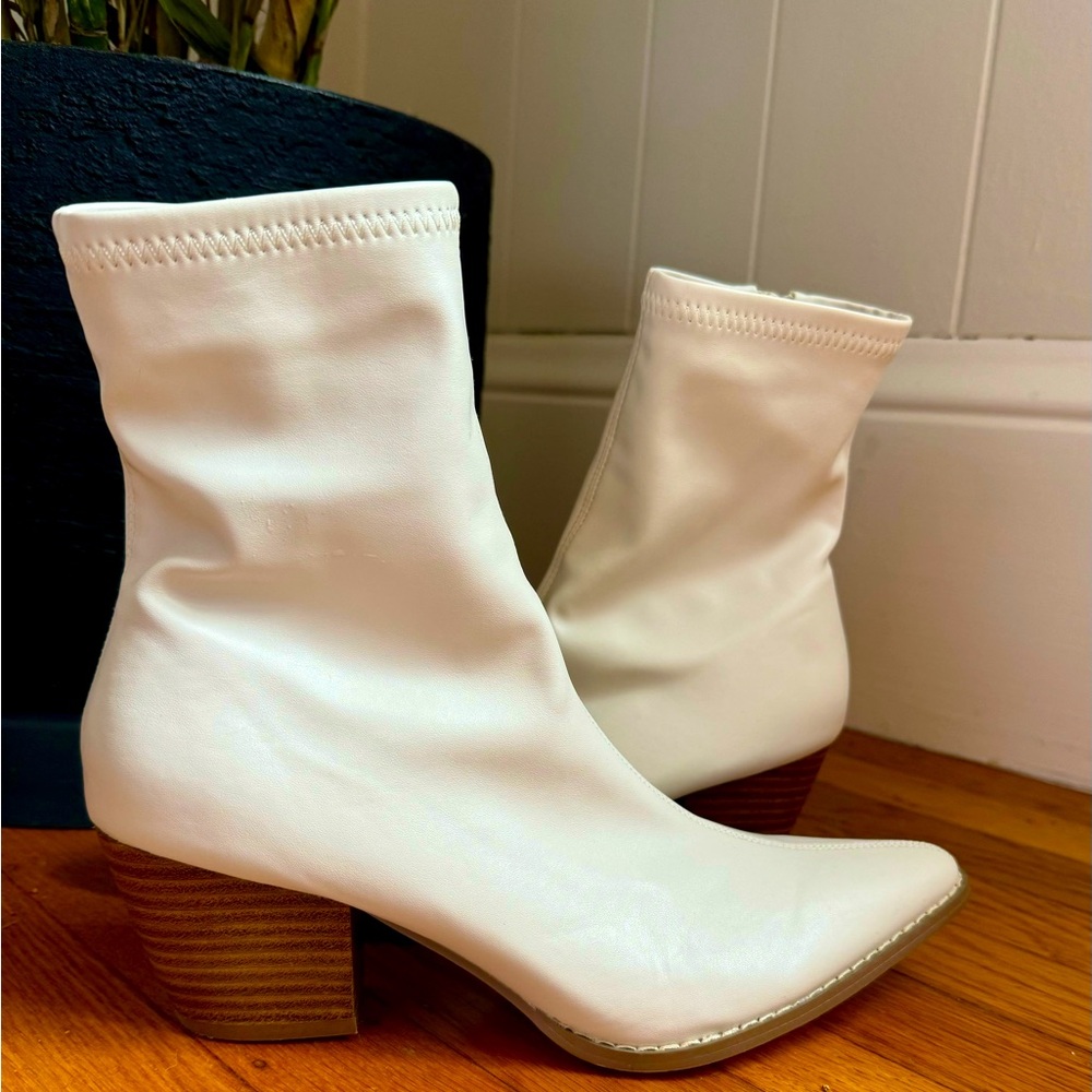 White Matisse booties, mix of go-go and western!